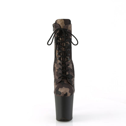 FLAMINGO-1020CM Pleaser Green Camo 8 Inch Exotic Dancer Ankle Boots
