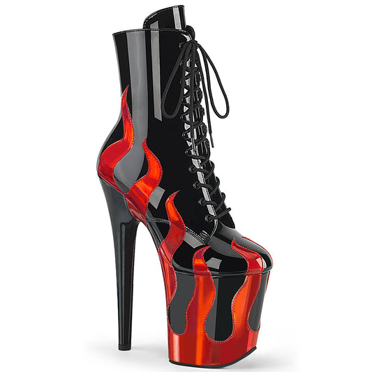 FLAMINGO-1020FLM Pleaser Black 8 Inch Dancer Platform Ankle Boots
