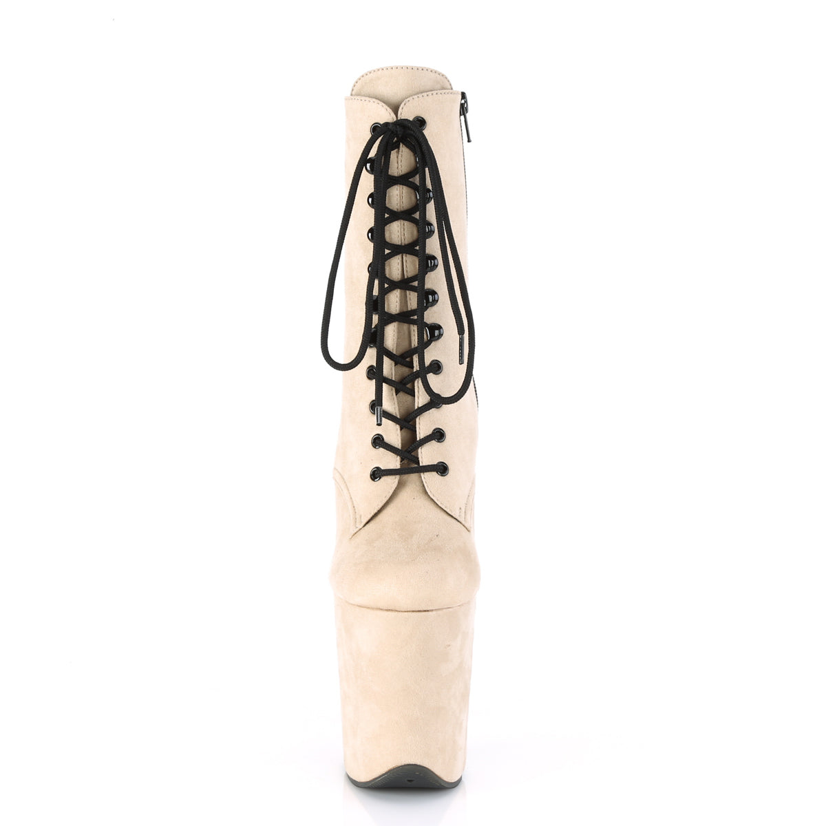 Pleaser FLAMINGO-1020FS Beige Lace-Up Platform Ankle Boots - 8 Inch Heels
