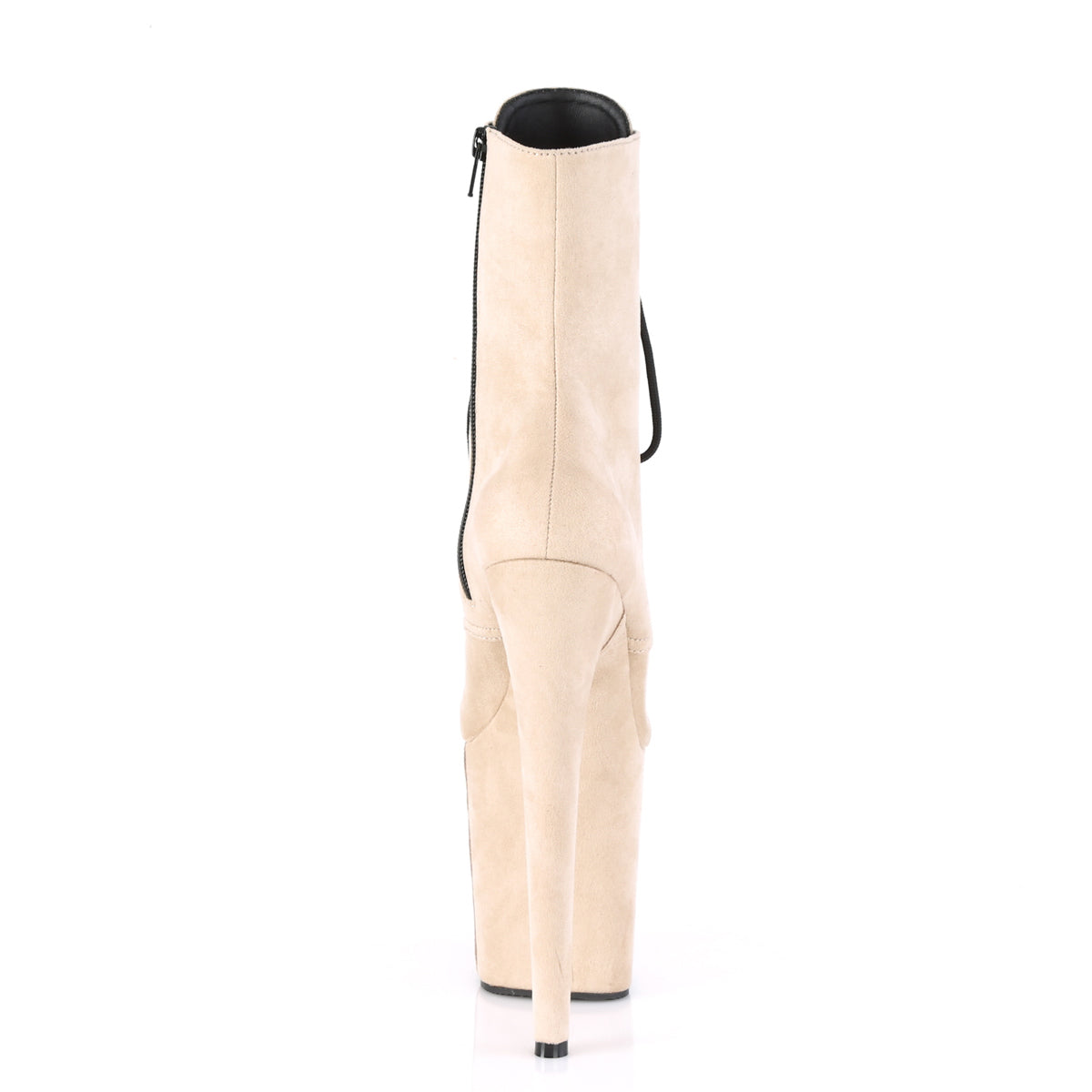 Pleaser FLAMINGO-1020FS Beige Lace-Up Platform Ankle Boots - 8 Inch Heels