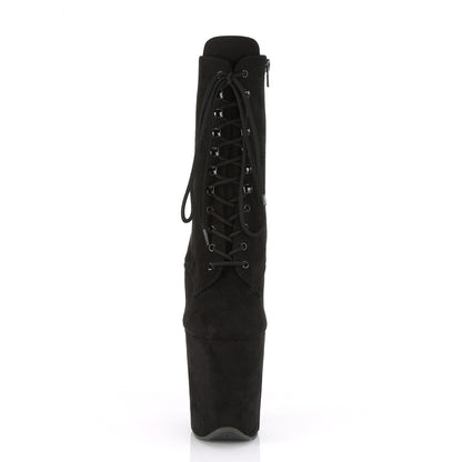 Pleaser FLAMINGO-1020FS Black Lace-Up Platform Ankle Boots - 8 Inch Heels
