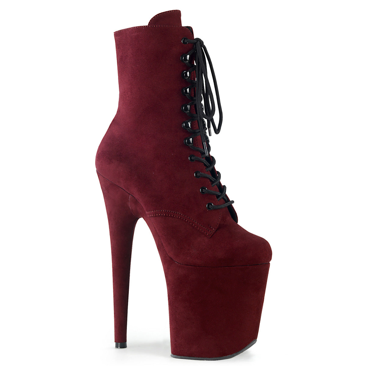 FLAMINGO-1020FS Pleaser Burgundy 8 Inch Exotic Dancing Ankle Boots