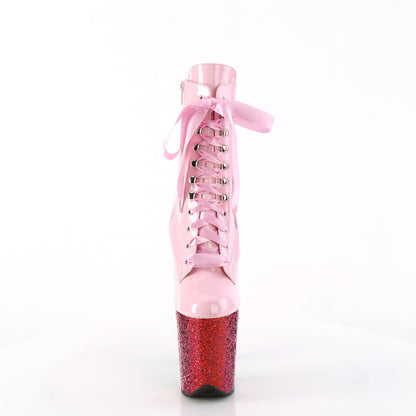 FLAMINGO-1020HG Pleaser Baby Pink Holo 8 Inch Pole Dance Ankle Boots