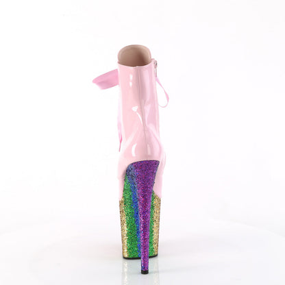 FLAMINGO-1020HG Pleaser Baby Pink Holo 8 Inch Pole Dance Ankle Boots