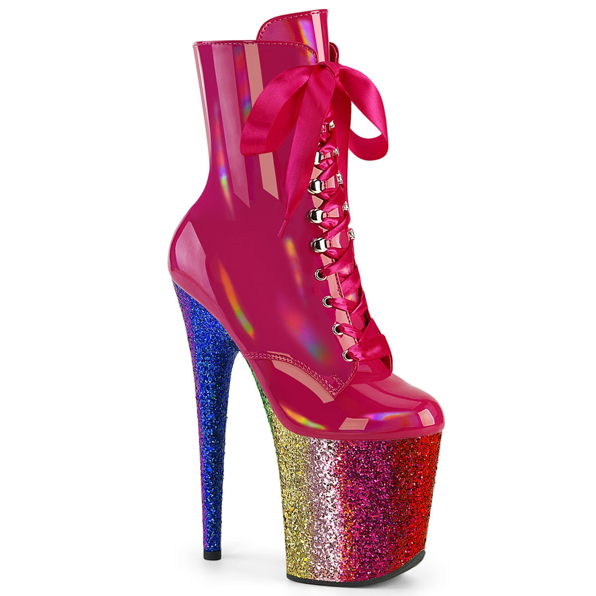 FLAMINGO-1020HG Pleaser H. Pink 8 Inch Exotic Dance Ankle Boots