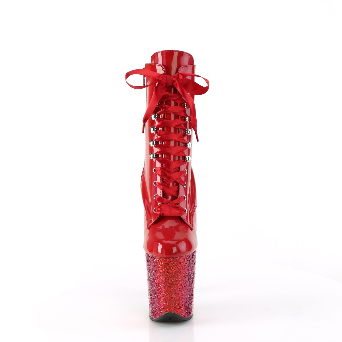 FLAMINGO-1020HG Pleaser Red Holo 8 Inch Pole Dance Ankle Boots