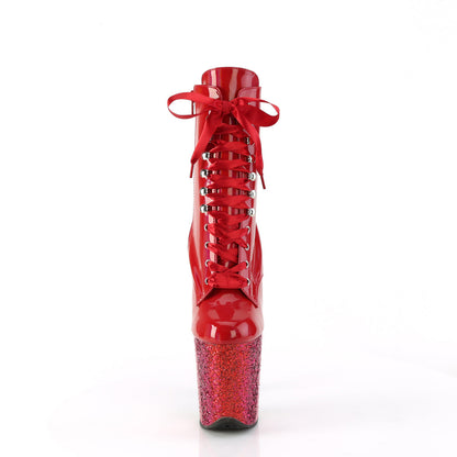 FLAMINGO-1020HG Pleaser Red Holo 8 Inch Pole Dance Ankle Boots
