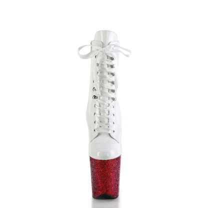 FLAMINGO-1020HG Pleaser White 8 Inch Statement High Ankle Boots