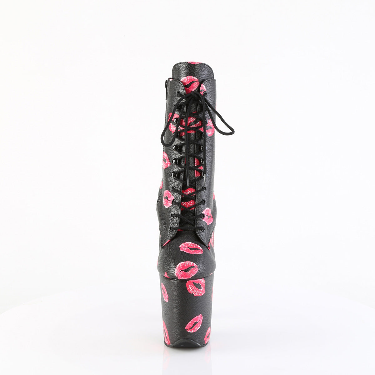 FLAMINGO-1020KISSES Pleaser Black 8 Inch Pole Heels Ankle Boots