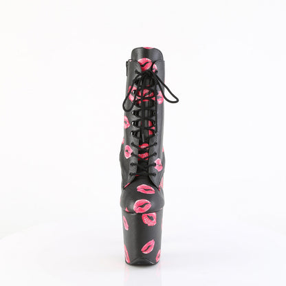 FLAMINGO-1020KISSES Pleaser Black 8 Inch Pole Heels Ankle Boots