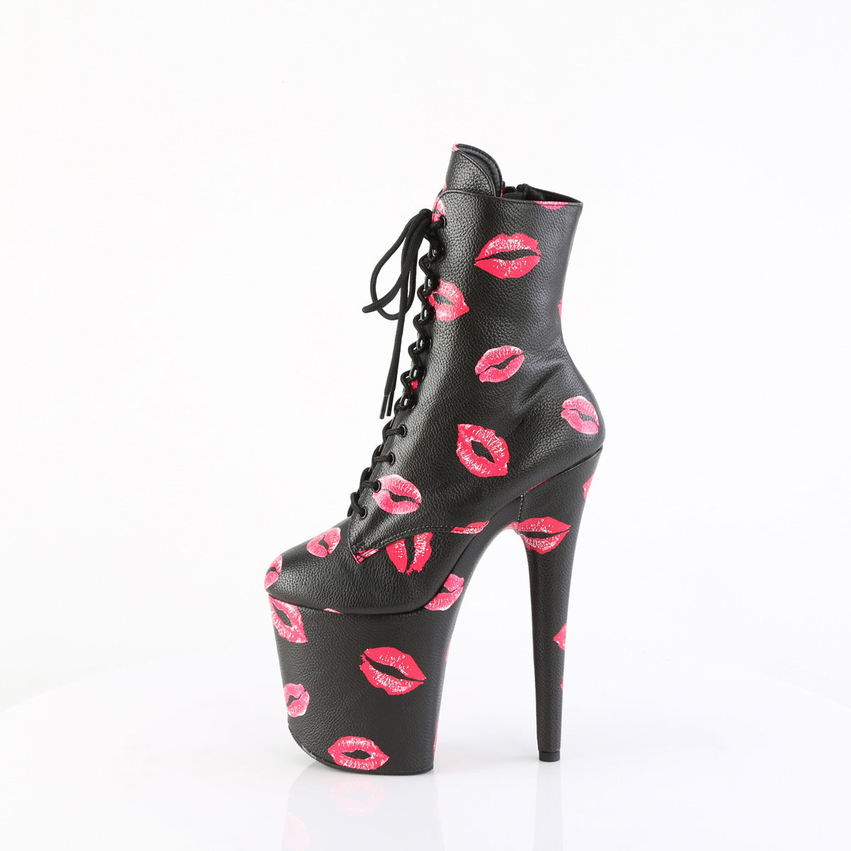 FLAMINGO-1020KISSES Pleaser Black 8 Inch Pole Heels Ankle Boots