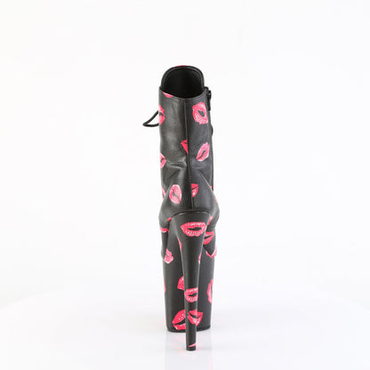 FLAMINGO-1020KISSES Pleaser Black 8 Inch Pole Heels Ankle Boots