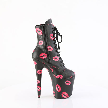 FLAMINGO-1020KISSES Pleaser Black 8 Inch Pole Heels Ankle Boots
