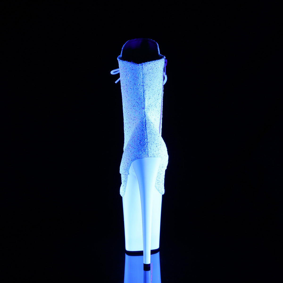FLAMINGO-1020LG Pleaser Neon White 8 Inch Pole Dancer Ankle Boots