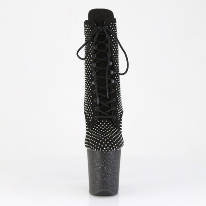FLAMINGO-1020RM Pleaser Black 8 Inch Pole Dance Ankle Boots