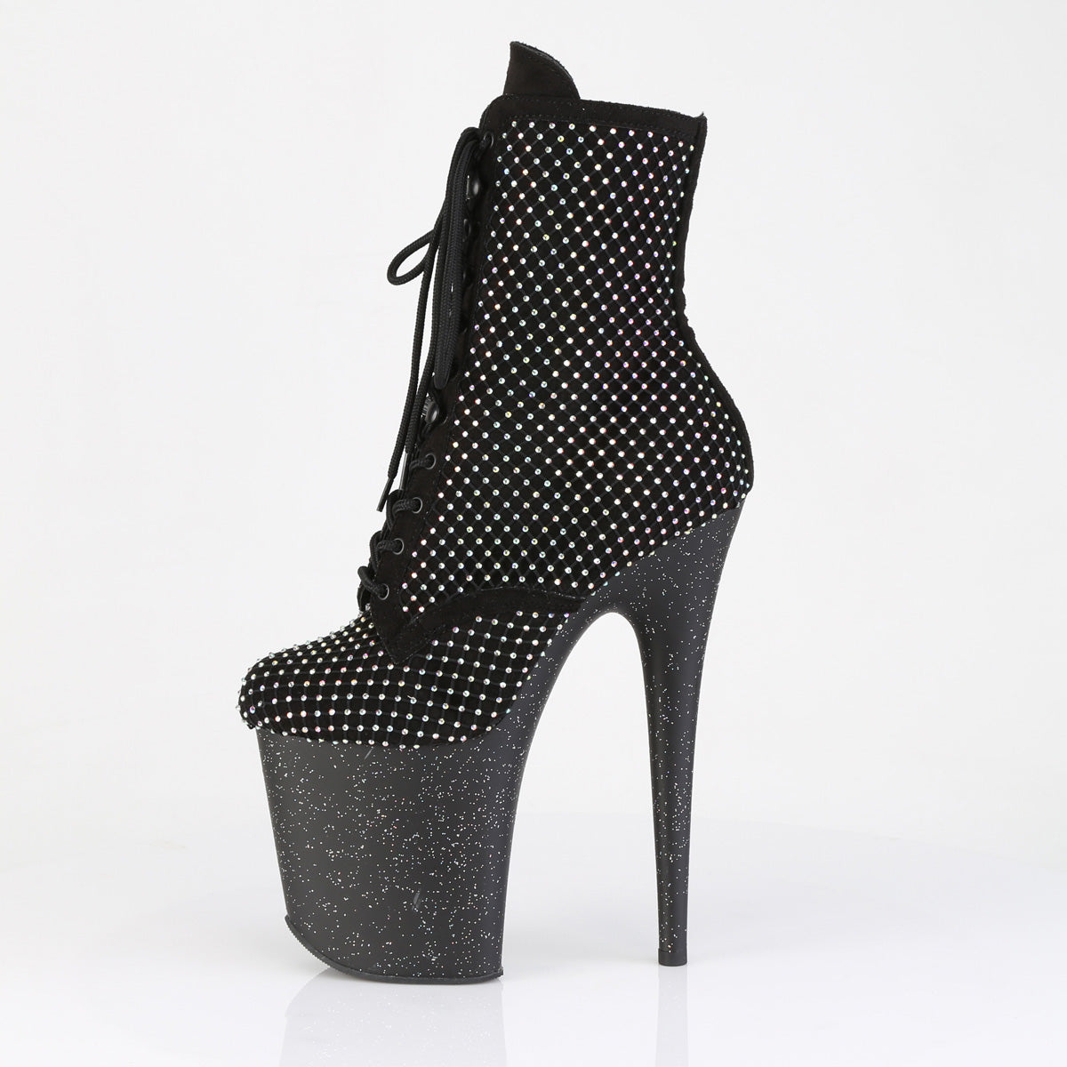 FLAMINGO-1020RM Pleaser Black 8 Inch Pole Dance Ankle Boots