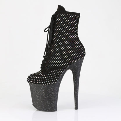FLAMINGO-1020RM Pleaser Black 8 Inch Pole Dance Ankle Boots