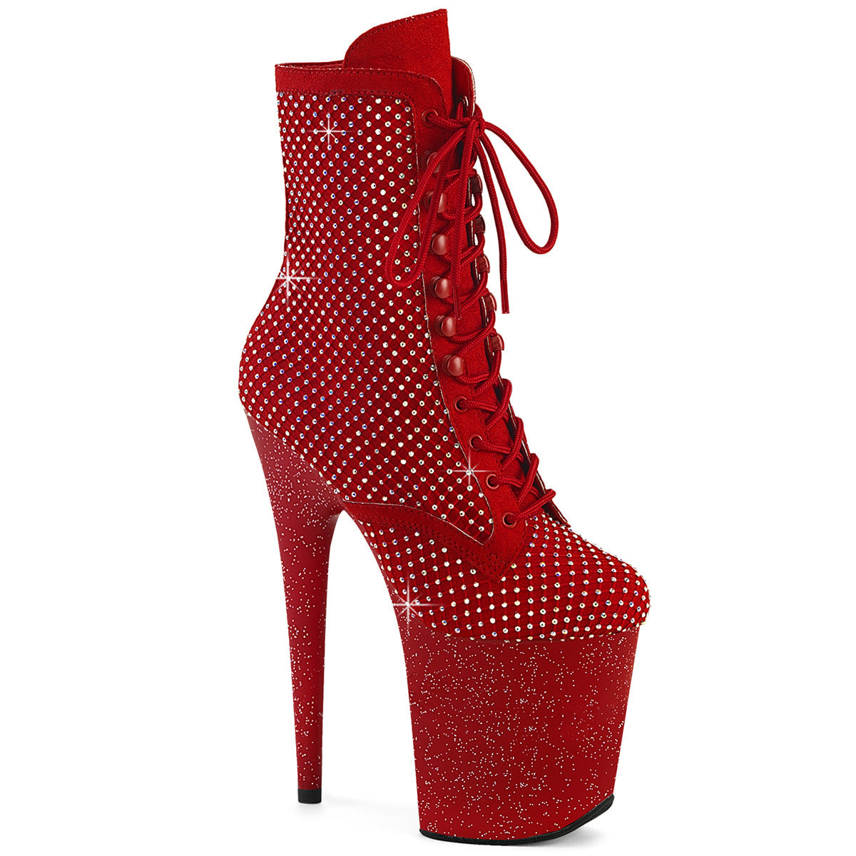 FLAMINGO-1020RM Pleaser Red 8 Inch Exotic Dance Ankle Boots