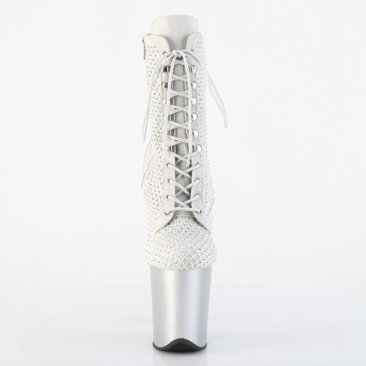 FLAMINGO-1020RM Pleaser Silver 8 Inch Exotic Dancing Ankle Boots