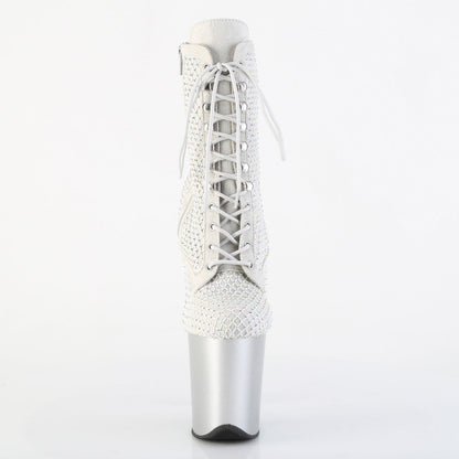 FLAMINGO-1020RM Pleaser Silver 8 Inch Exotic Dancing Ankle Boots