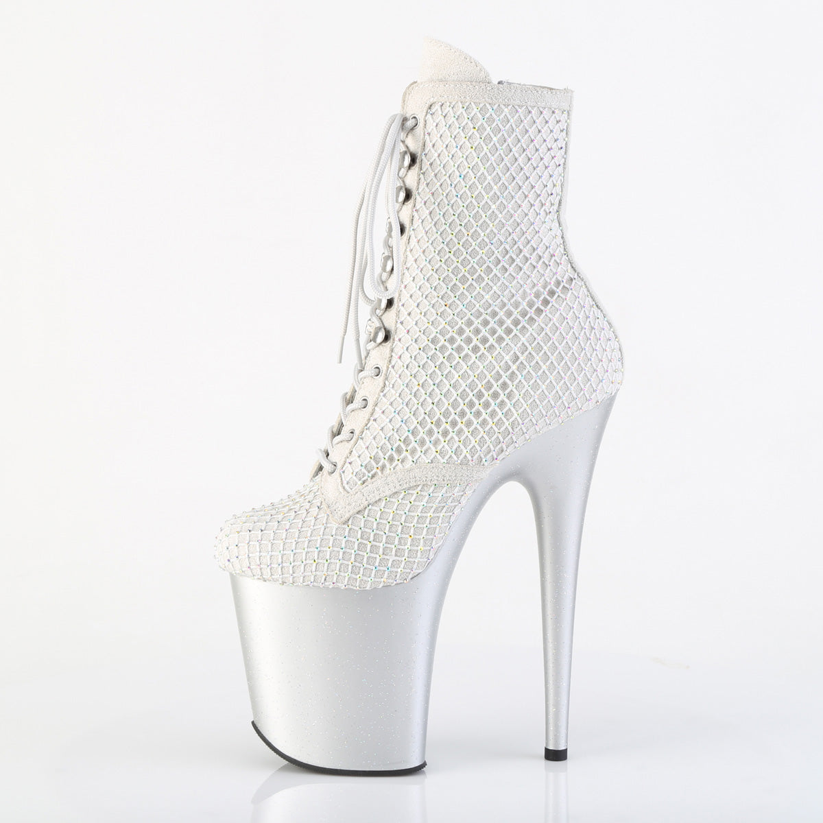 FLAMINGO-1020RM Pleaser Silver 8 Inch Exotic Dancing Ankle Boots