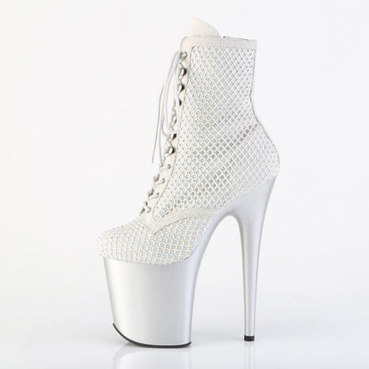 FLAMINGO-1020RM Pleaser Silver 8 Inch Exotic Dancing Ankle Boots