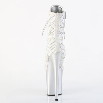 FLAMINGO-1020RM Pleaser Silver 8 Inch Exotic Dancing Ankle Boots