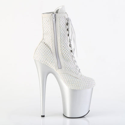FLAMINGO-1020RM Pleaser Silver 8 Inch Exotic Dancing Ankle Boots