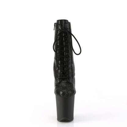 FLAMINGO-1020RS Pleaser Black 8 Inch Pole Dance Ankle Boots