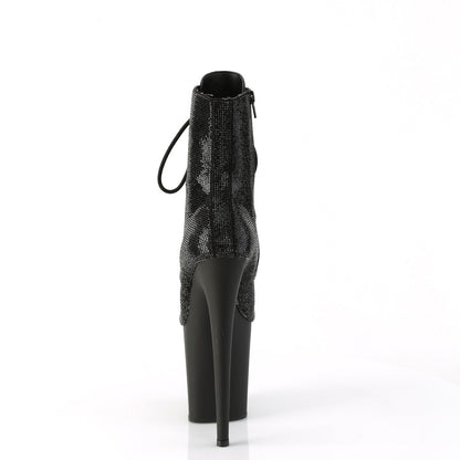 FLAMINGO-1020RS Pleaser Black 8 Inch Pole Dance Ankle Boots