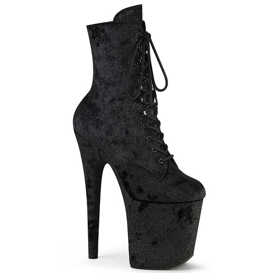 FLAMINGO-1020WR Pleaser Black Fabric 8 Inch Exotic Dancing Ankle Boots