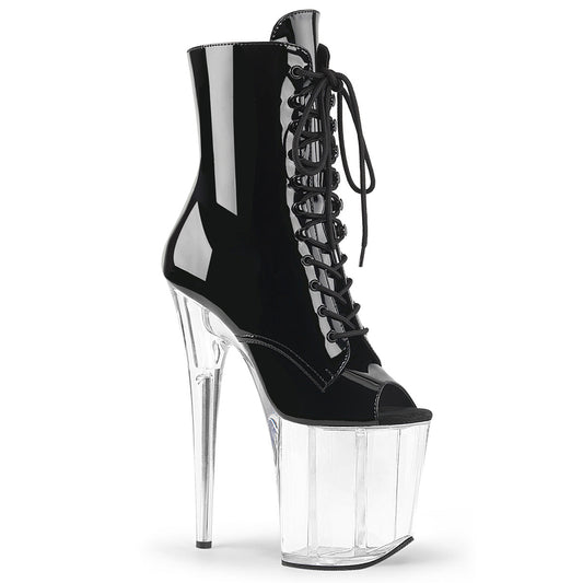 FLAMINGO-1021 Pleaser Black 8 Inch Pole Dancer Ankle Boots