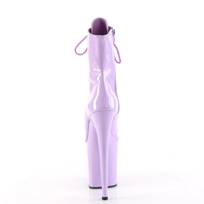 Pleaser FLAMINGO-1021 Lavender Lace-Up Peep Toe Platform Ankle Boots - 8 Inch Heels
