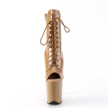 FLAMINGO-1021 Pleaser Toffee 8 Inch Strippers Ankle Boots