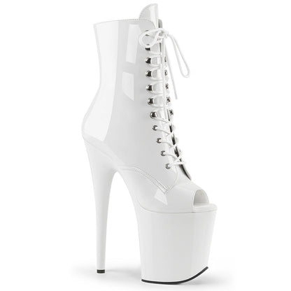 FLAMINGO-1021 Pleaser White 8 Inch Exotic Dancing Ankle Boots
