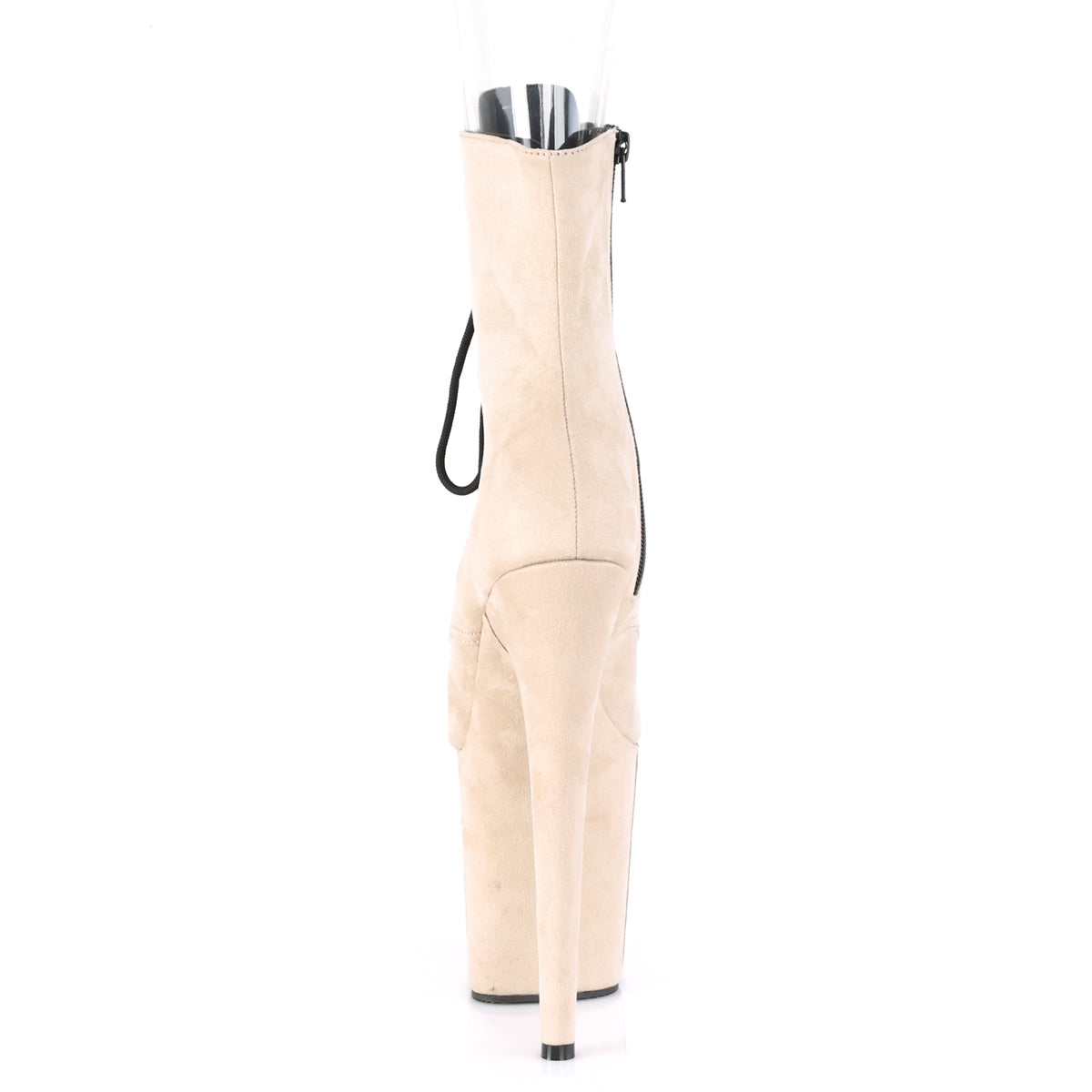 Pleaser FLAMINGO-1021FS Beige Lace-Up Peep Toe Platform Ankle Boots - 8 Inch Heels