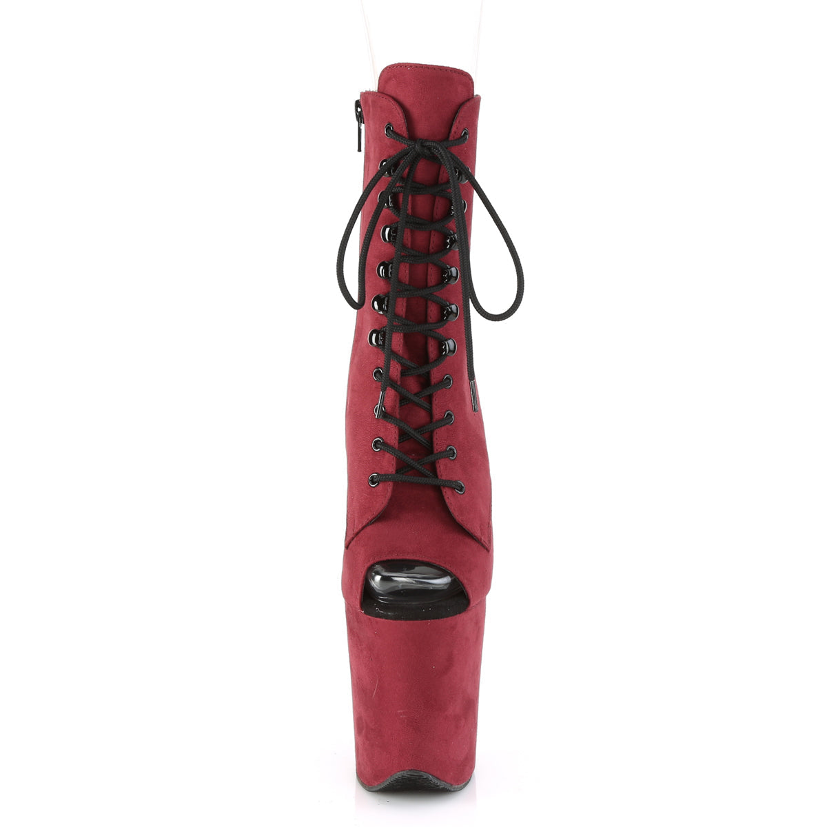 FLAMINGO-1021FS Pleaser Burgundy 8 Inch Exotic Dancer Ankle Boots