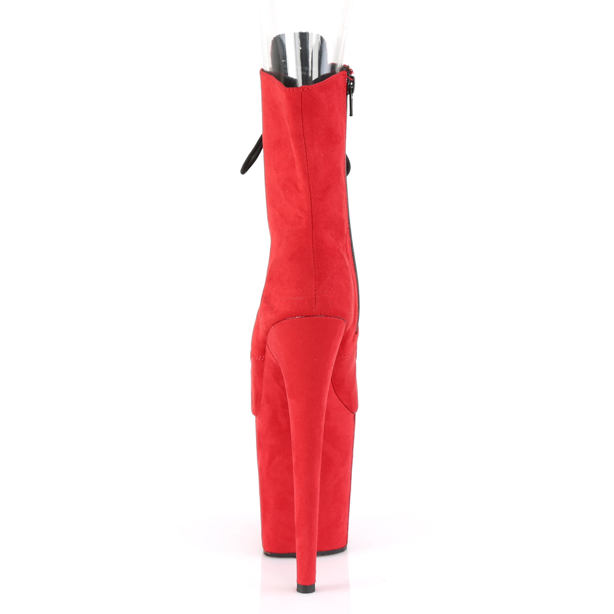 Pleaser FLAMINGO-1021FS Red Lace-Up Peep Toe Platform Ankle Boots - 8 Inch Heels
