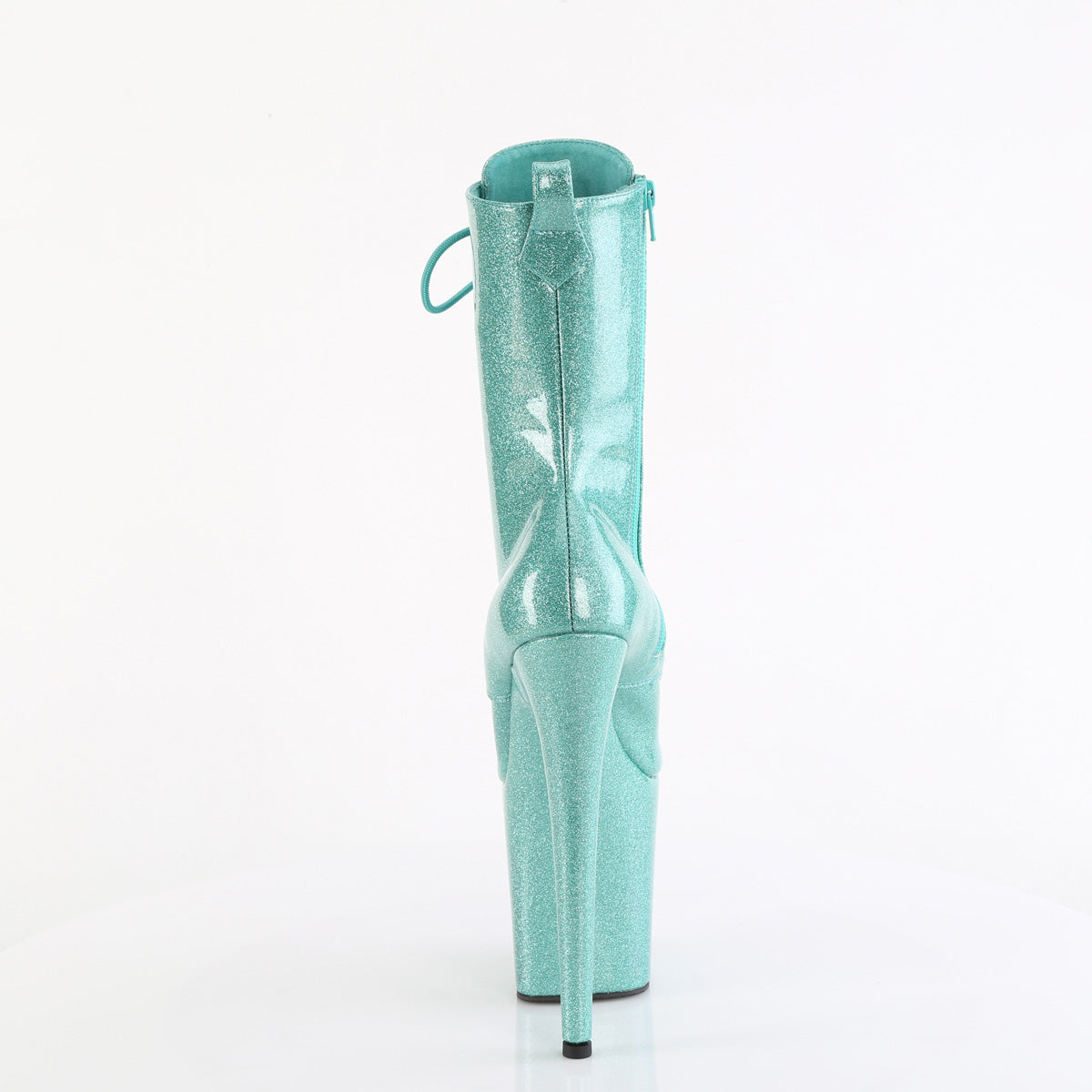 FLAMINGO-1040GP Pleaser Aqua Glitter 8 Inch Platform Ankle Boots