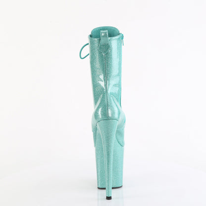 FLAMINGO-1040GP Pleaser Aqua Glitter 8 Inch Platform Ankle Boots
