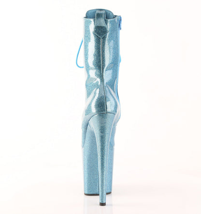 FLAMINGO-1040GP Pleaser Baby Blue Glitter 8 Inch Dancer Platform Ankle Boots