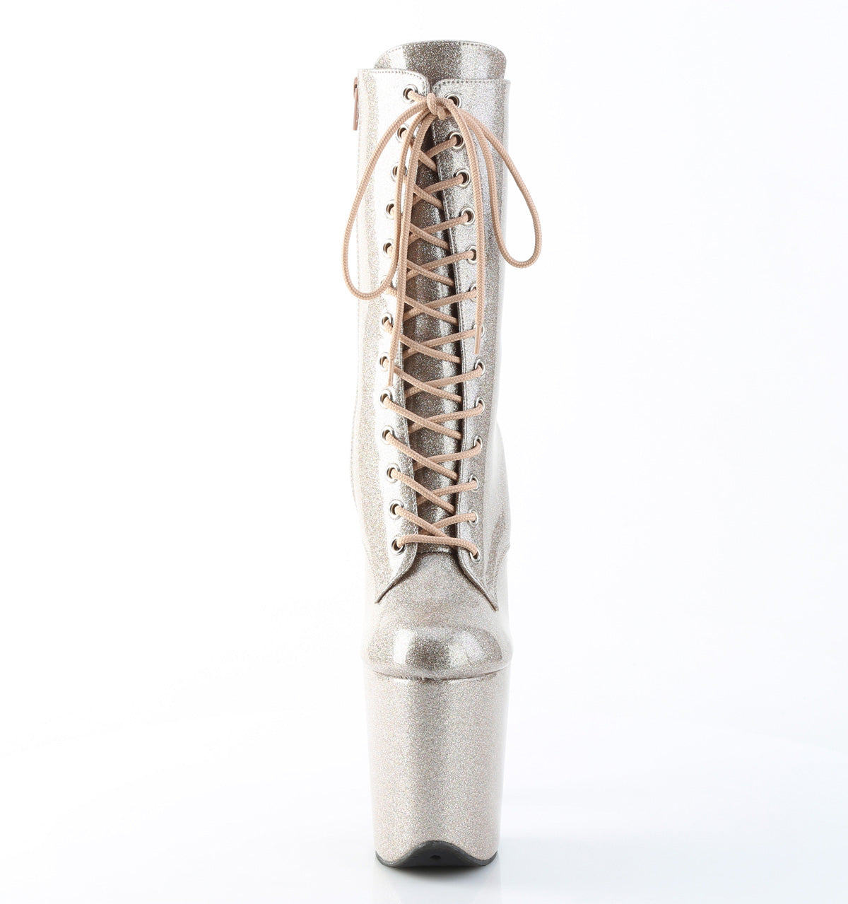FLAMINGO-1040GP Pleaser Champagne Glitter 8 Inch Exotic Dancing Ankle Boots