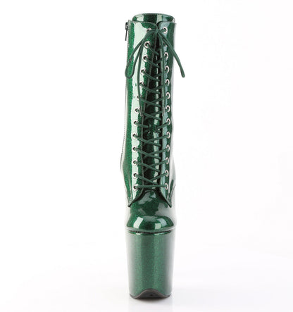 FLAMINGO-1040GP Pleaser Emerald Green 8 Inch Pole Dance Ankle Boots