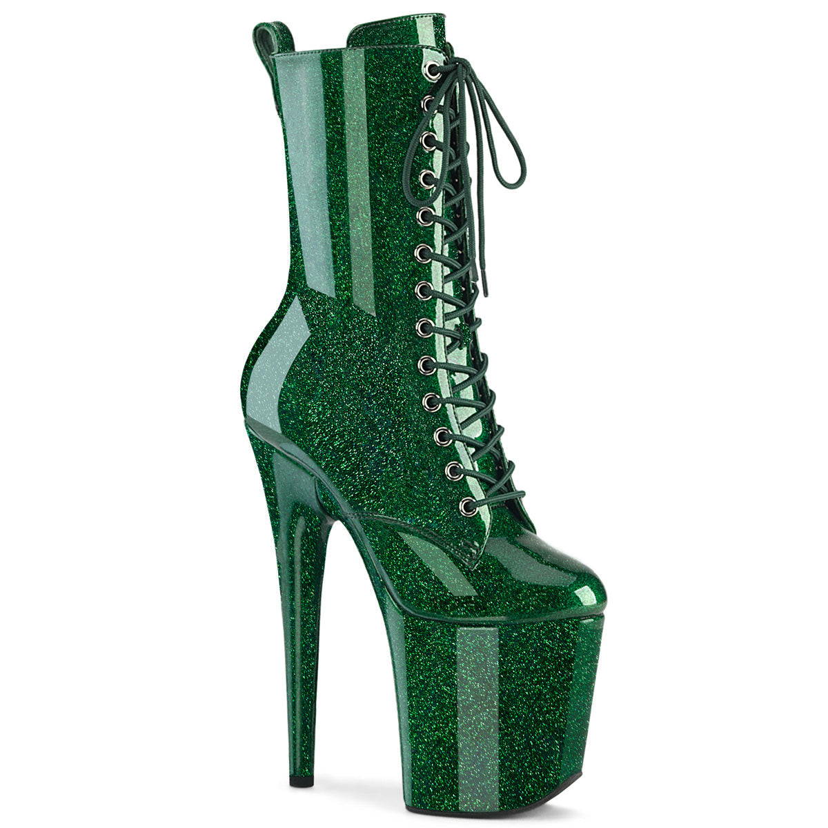 FLAMINGO-1040GP Pleaser Emerald Green 8 Inch Pole Dance Ankle Boots