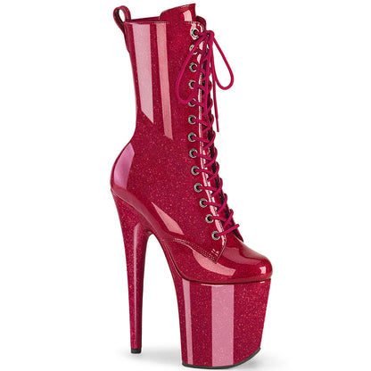 FLAMINGO-1040GP Pleaser Fuchsia 8 Inch Platform Pole Ankle Boots Fuchsia Glitter Pat M