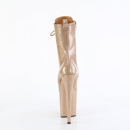 FLAMINGO-1040GP Pleaser Gold Glitter 8 Inch Platform Dancer Ankle Boots