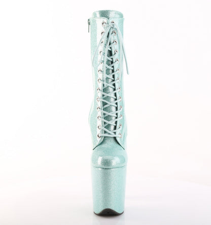 FLAMINGO-1040GP Pleaser Mint Glitter 8 Inch Pole Dancer Ankle Boots
