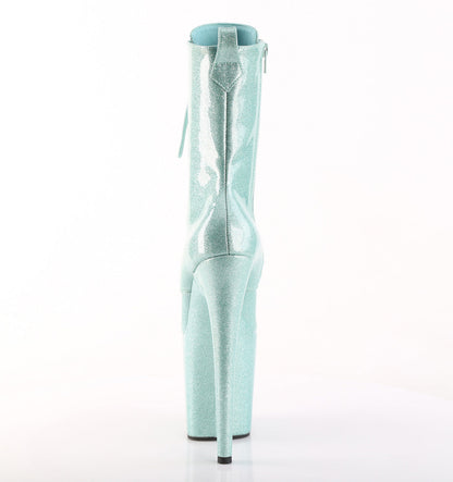 FLAMINGO-1040GP Pleaser Mint Glitter 8 Inch Pole Dancer Ankle Boots