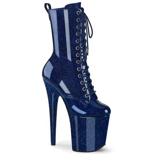 FLAMINGO-1040GP Pleaser Navy Blue 8 Inch Pole Dancing Ankle Boots Navy Blue Glitter Pat M
