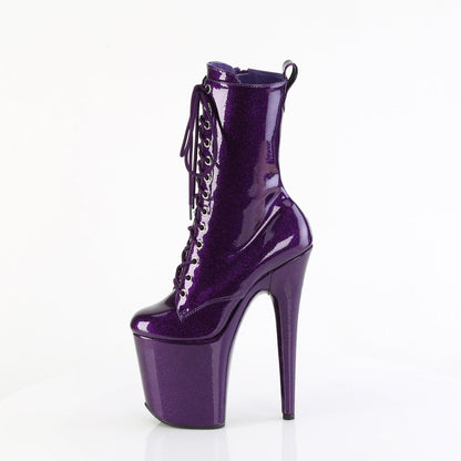 FLAMINGO-1040GP Pleaser Purple Glitter 8 Inch Exotic Dancer Ankle Boots